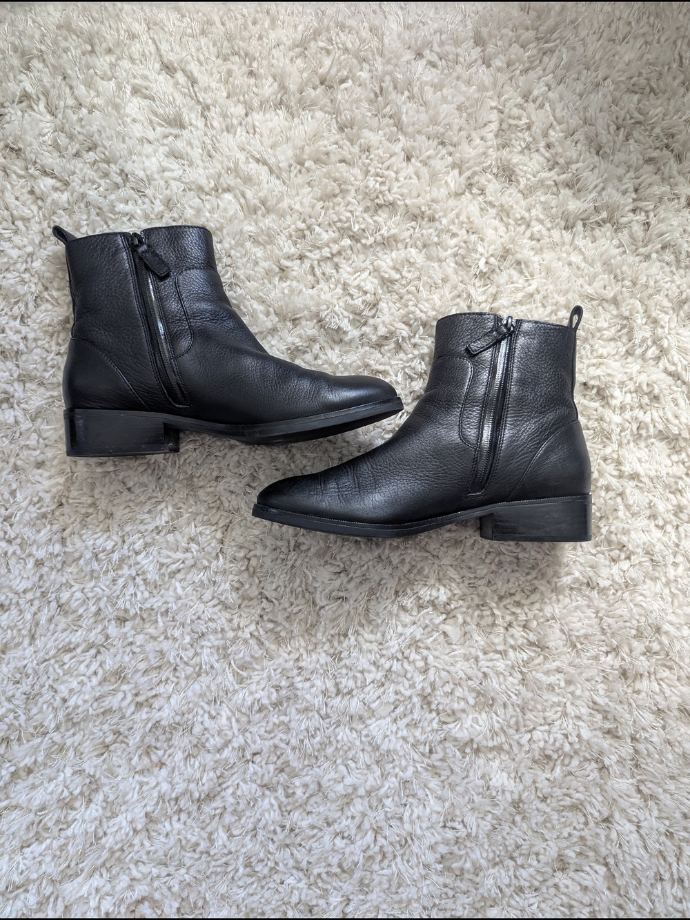 Cole Haan Black Leather Side-Zip Ankle Chelsea Boots